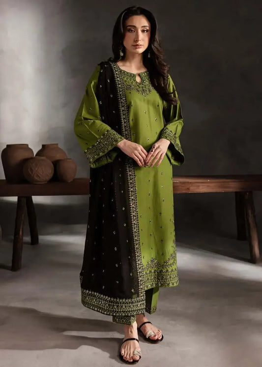 3 Piece Unstitched Heavy Sequenced Embroidered Lawn Suit with Embroidered Bamber Chiffon Dupatta