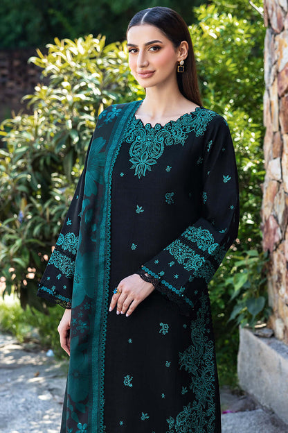 3 Piece Unstitched Heavy Embroidered Dhanak Suit with Printed Wool Shawl