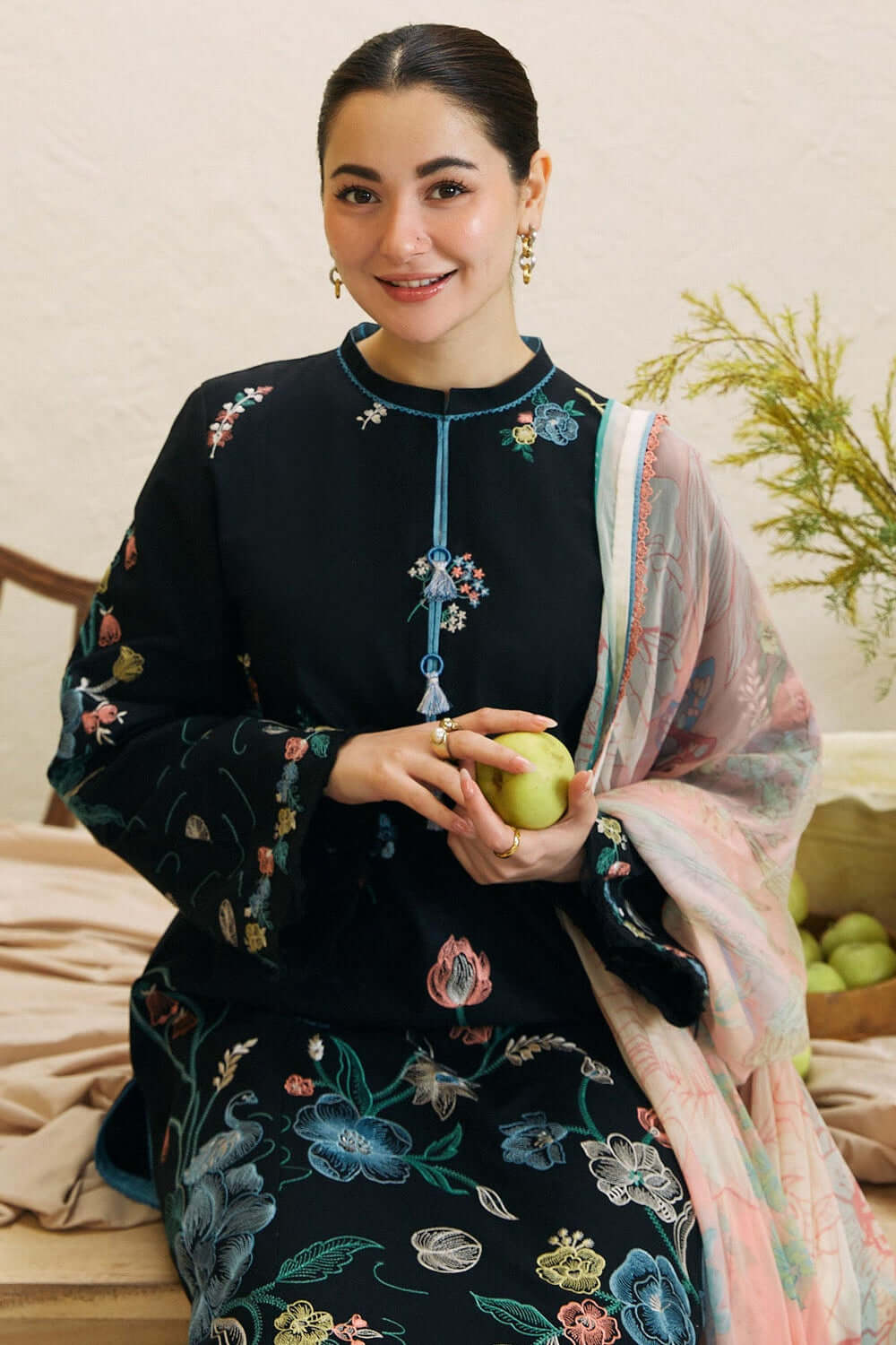 3 Piece Unstitched Heavy Embroidered Dhanak Suit with Printed Wool Shawl