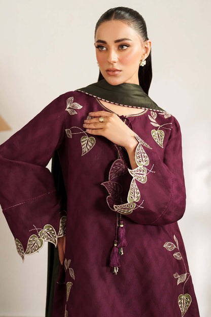 3 Piece Unstitched Heavy Embroidered Dhanak Suit with Embroidered Dhanak Shawl