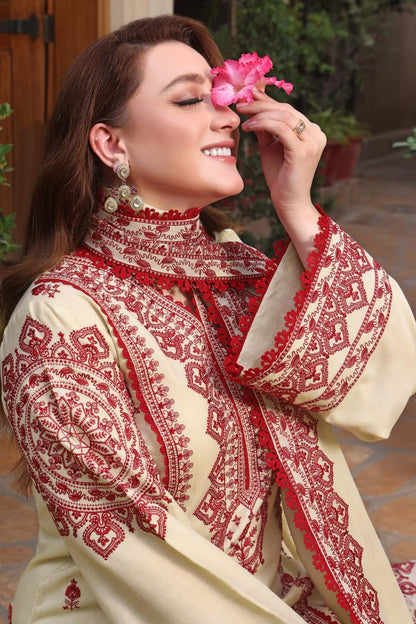 3 Piece Unstitched Heavy Embroidered Dhanak Suit with Embroidered Dhanak Shawl