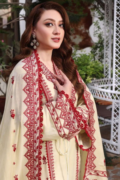 3 Piece Unstitched Heavy Embroidered Dhanak Suit with Embroidered Dhanak Shawl