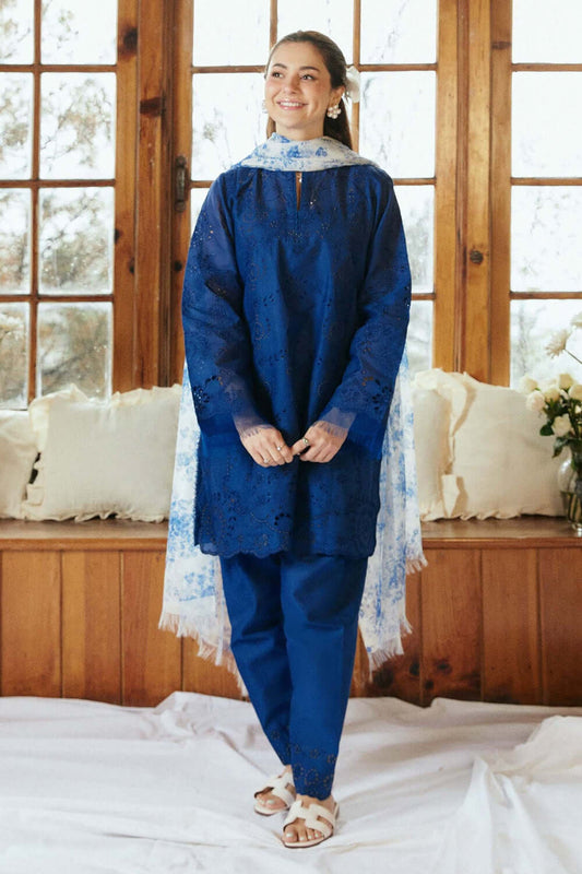 3 Piece Unstitched Heavy Embroidered Dhanak Suit with Printed Wool Shawl