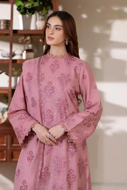 3 Piece Unstitched Heavy Embroidered Dhanak Suit with Embroidered Dhanak Shawl