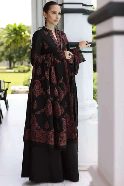 3 Piece Unstitched Heavy Embroidered Dhanak Suit with Embroidered Dhanak Shawl