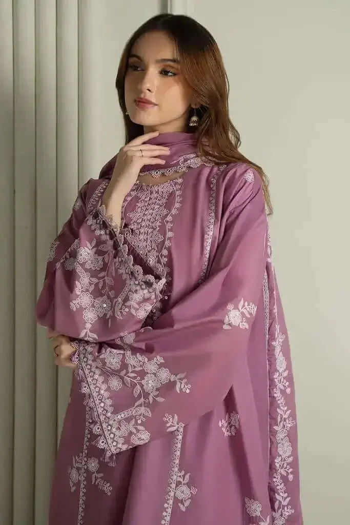 3 Piece Unstitched Heavy Embroidered Dhanak Suit with Embroidered Dhanak Shawl