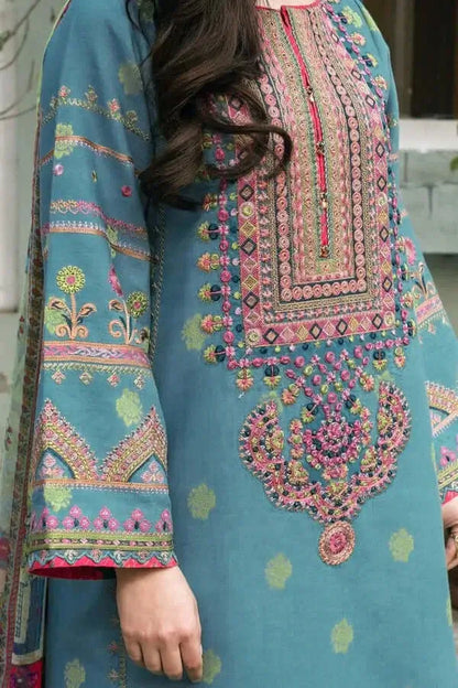 3 Piece Unstitched Heavy Embroidered Dhanak Suit with Printed Wool Shawl