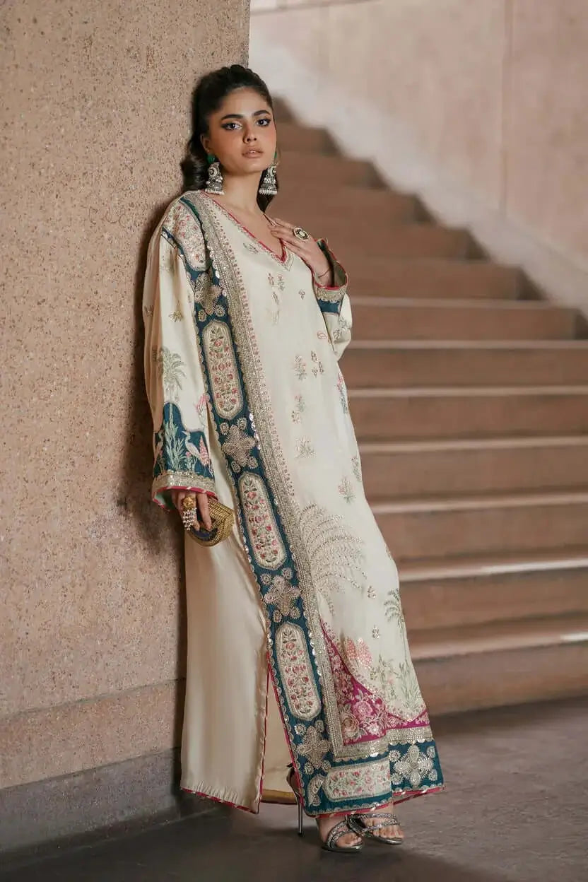 2 Piece Unstitched Heavy Sequenced Embroidered Dhanak Suit