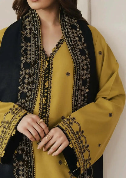 3 Piece Unstitched Heavy Embroidered Dhanak Suit with Embroidered Dhanak Shawl