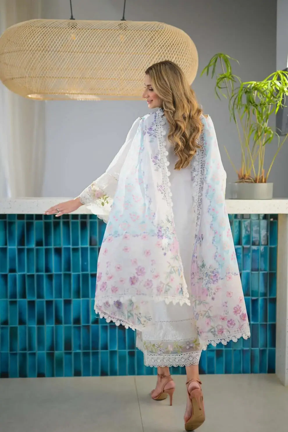 3 Piece Unstitched Heavy Embroidered Dhanak Suit with Printed Wool Shawl