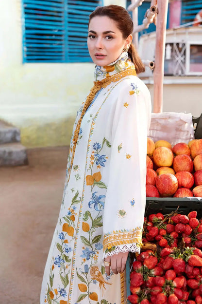3 Piece Unstitched Heavy Embroidered Dhanak Suit with Embroidered Dhanak Shawl