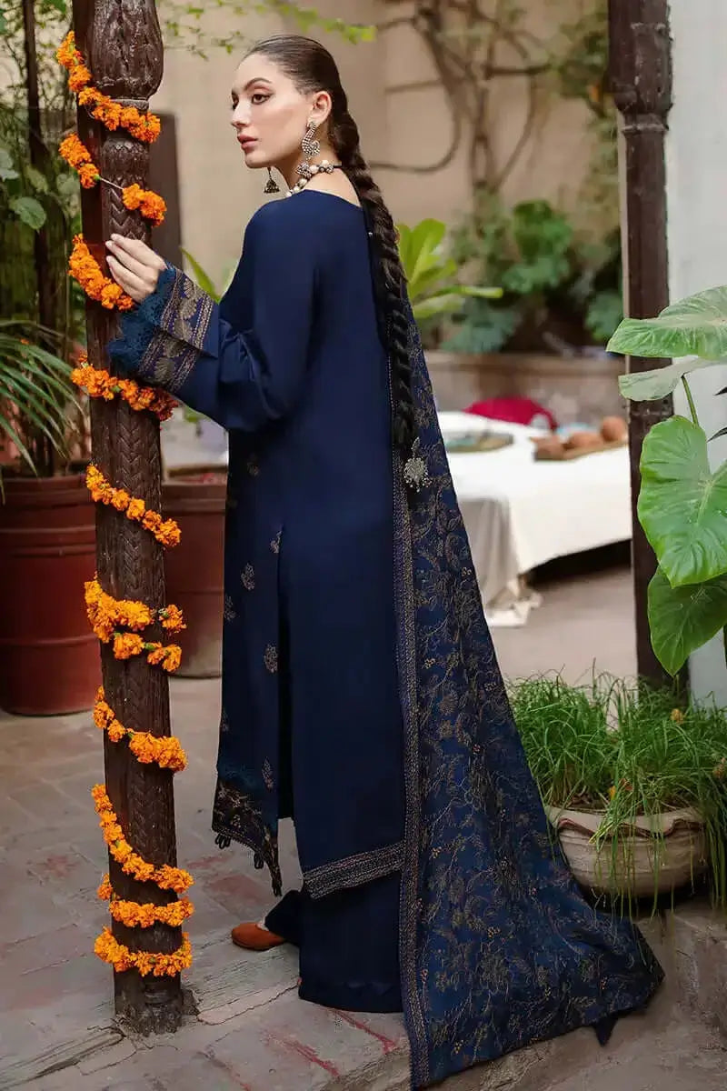 3 Piece Unstitched Heavy Embroidered Dhanak Suit with Embroidered Dhanak Shawl
