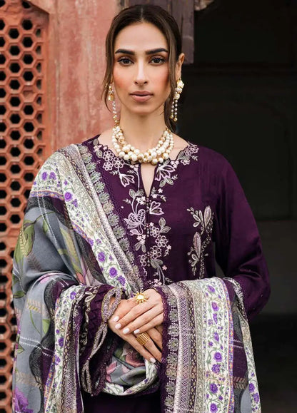 3 Piece Unstitched Heavy Embroidered Dhanak Suit with Printed Wool Shawl