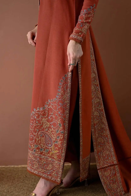 3 Piece Unstitched Heavy Embroidered Dhanak Suit with Embroidered Dhanak Shawl