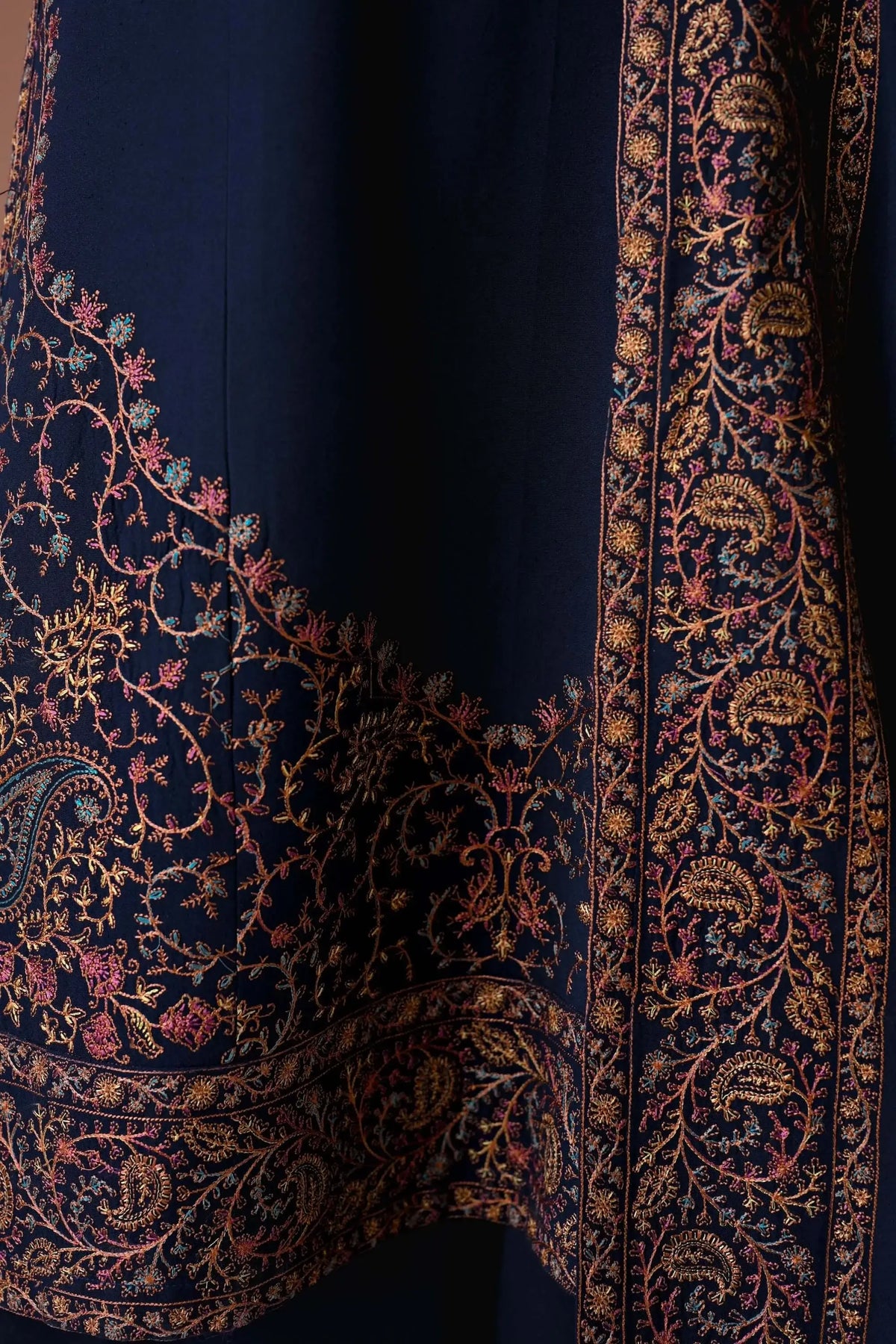 3 Piece Unstitched Heavy Embroidered Dhanak Suit with Embroidered Dhanak Shawl