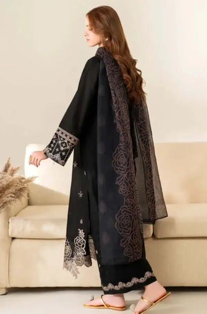 3 Piece Unstitched Heavy Embroidered Dhanak Suit with Printed Wool Shawl