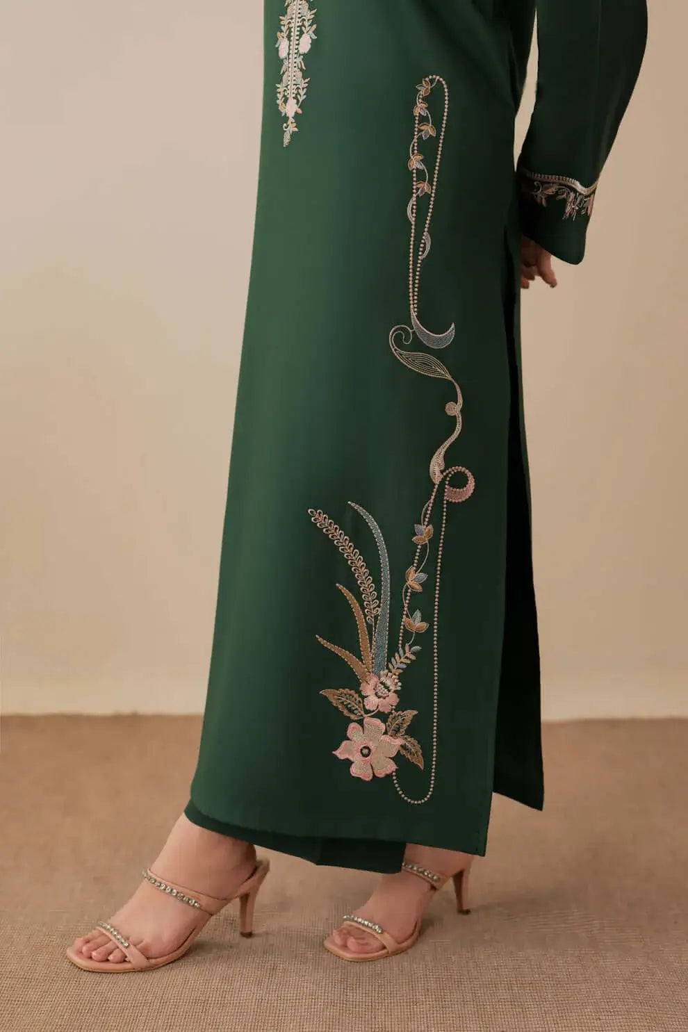3 Piece Unstitched Embroidered Dhanak Suit with Embroidered Dhanak Shawl