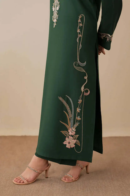 3 Piece Unstitched Embroidered Dhanak Suit with Embroidered Dhanak Shawl