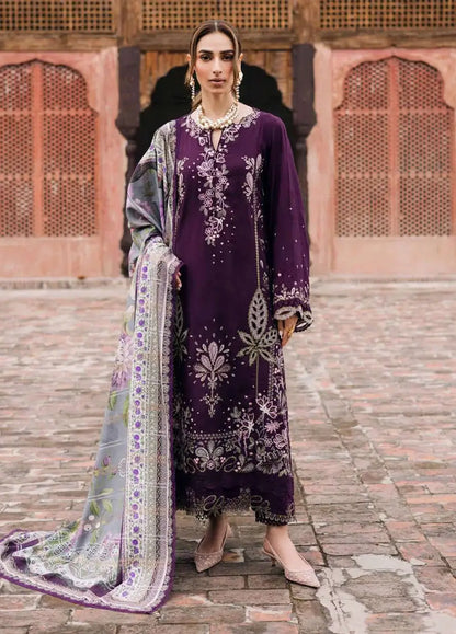3 Piece Unstitched Heavy Embroidered Dhanak Suit with Printed Wool Shawl