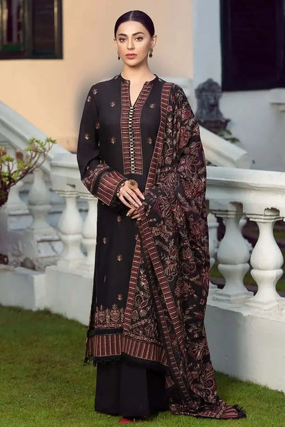 3 Piece Unstitched Heavy Embroidered Dhanak Suit with Embroidered Dhanak Shawl