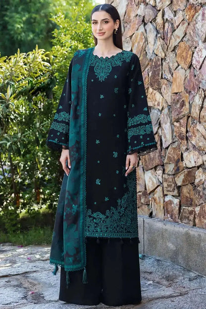 3 Piece Unstitched Heavy Embroidered Dhanak Suit with Printed Wool Shawl