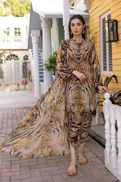 3 Piece Unstitched Digital Printed Lawn Suit with Fine Printed Lawn Dupatta