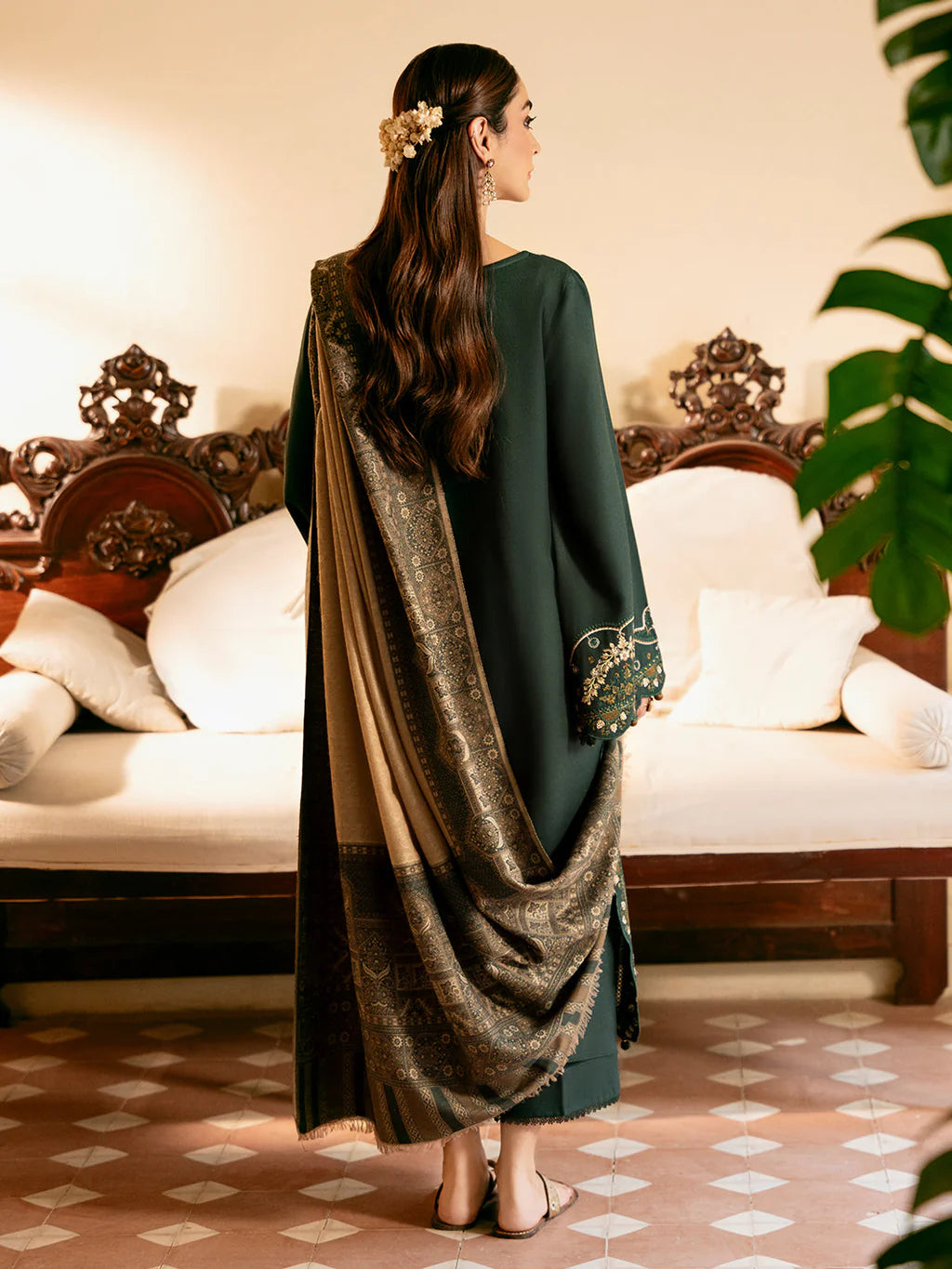 3 Piece Unstitched Heavy Embroidered Lawn Suit with Printed Monaar Slub Dupatta