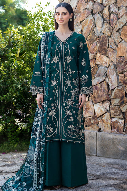 3 Piece Unstitched Heavy Embroidered Dhanak Suit with Printed Wool Shawl