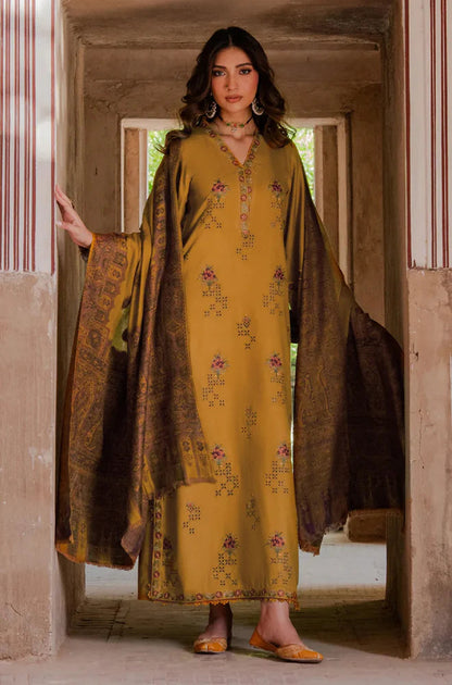 3 Piece Unstitched Heavy Embroidered Chicken Kari Lawn Suit with Printed Slub Dupatta