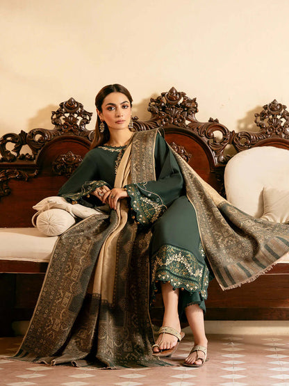 3 Piece Unstitched Heavy Embroidered Lawn Suit with Printed Monaar Slub Dupatta