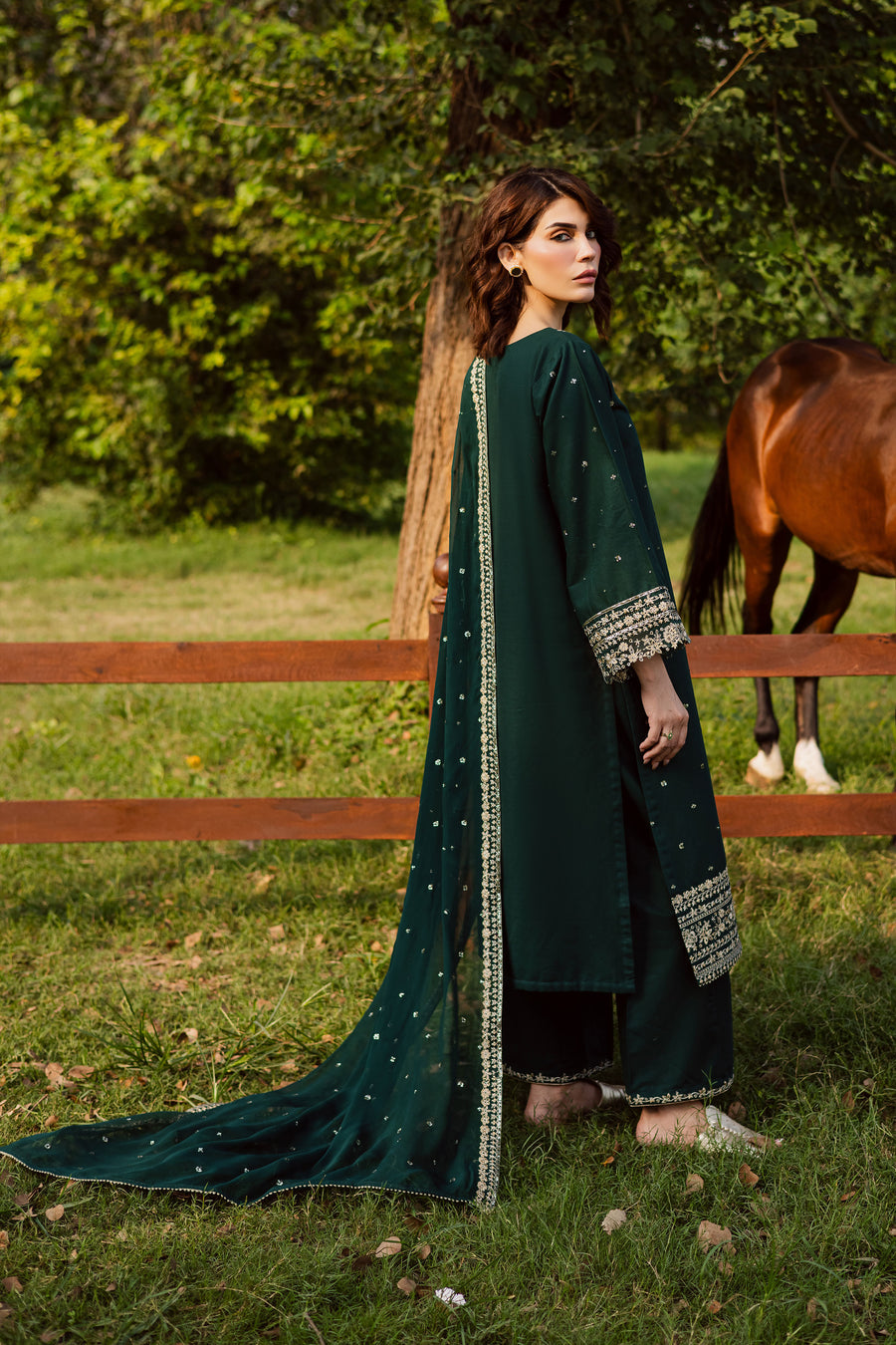 3 Piece Unstitched Heavy Embroidered Dhanak Suit with Embroidered Dhanak Shawl