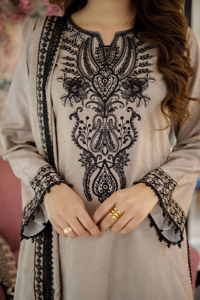 3 Piece Unstitched Heavy Embroidered Dhanak Suit with Embroidered Dhanak Shawl