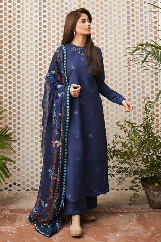 3 Piece Unstitched Heavy Embroidered Dhanak Suit with Printed Wool Shawl