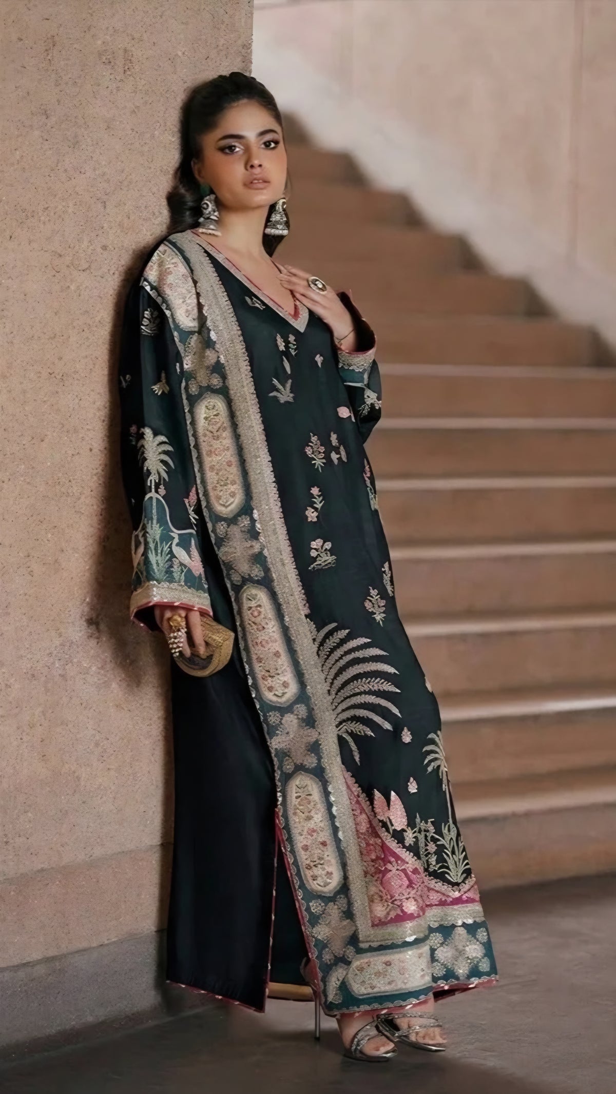 2 Piece Unstitched Heavy Sequenced Embroidered Shamoz Silk Suit
