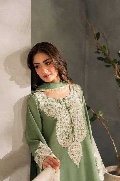 3 Piece Unstitched Heavy Embroidered Lawn Suit with Embroidered Chiffon Dupatta