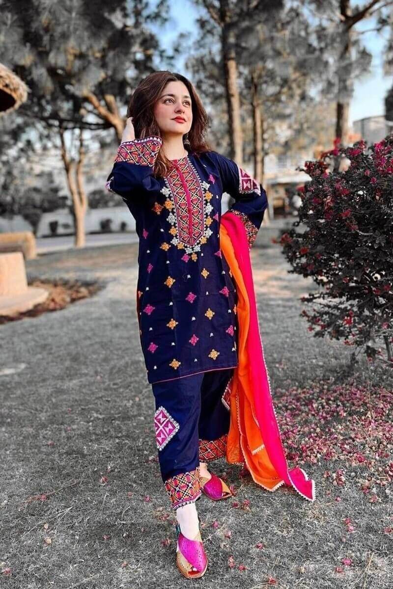 3 Piece Unstitched Heavy Embroidered Lawn Suit With Heavy Embroidered Bamber Chiffon Dupatta