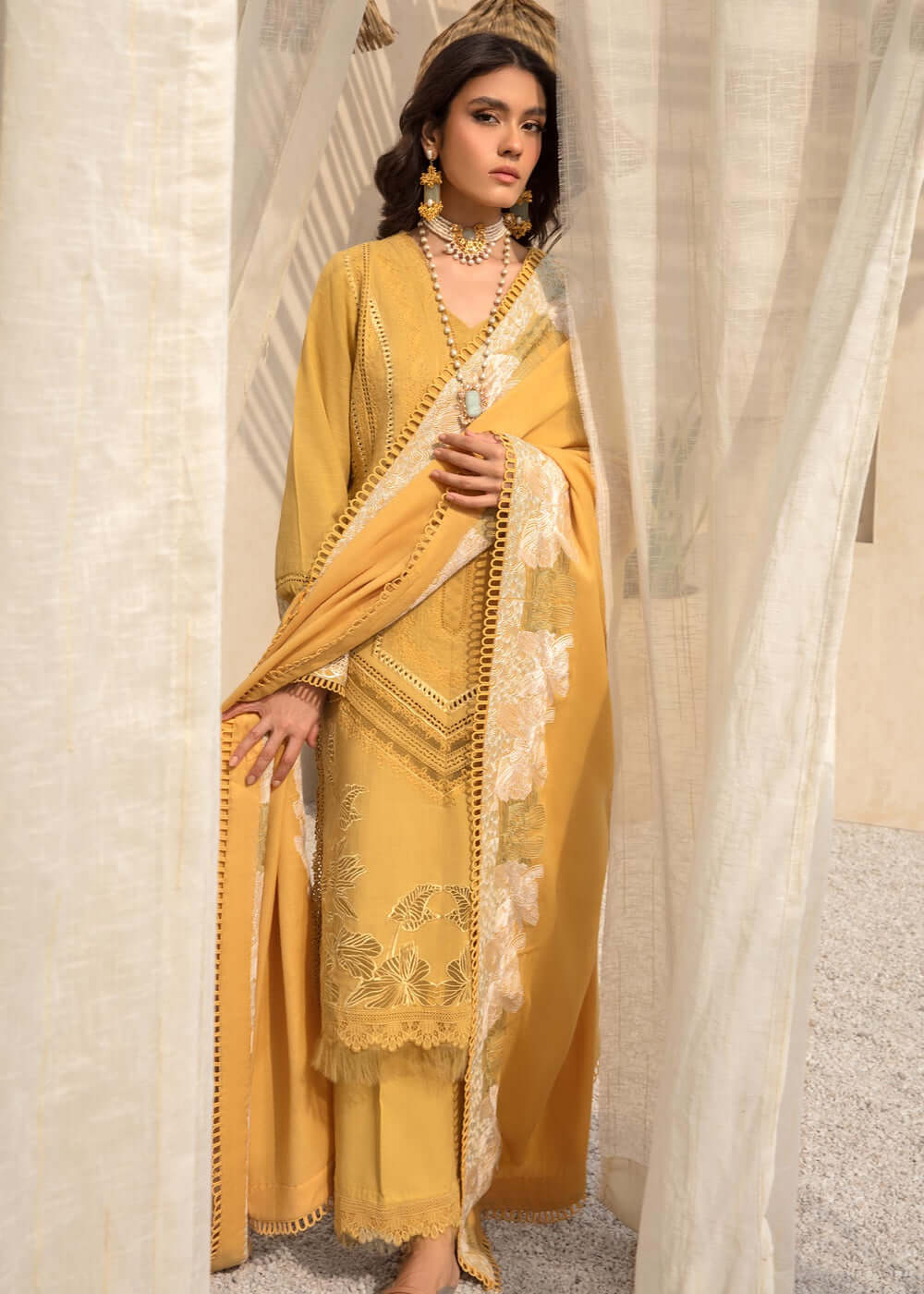 3 Piece Unstitched Heavy Embroidered Lawn Suit With Heavy Embroidered Lawn Dupatta