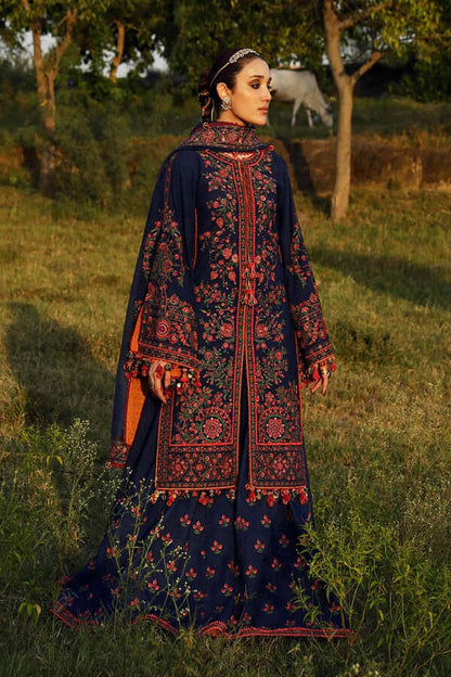 3 Piece Unstitched Heavy Embroidered Dhanak Wool Suit With Four Sided Embroidered Dhanak Shawl