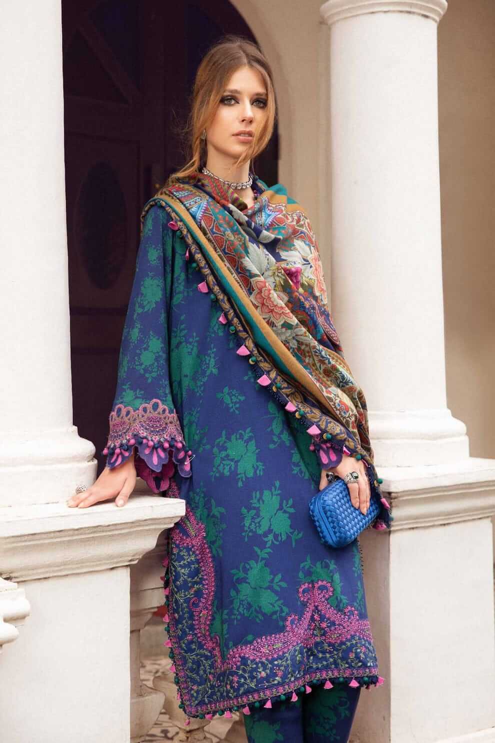 3 Piece Unstitched Embroidered Pure Lawn Suit with Fine Printed Silk Dupatta