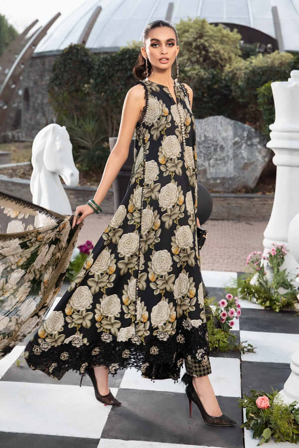 3 Piece Unstitched Digital Printed Pure Lawn Suit with Fine Printed Silk Dupatta