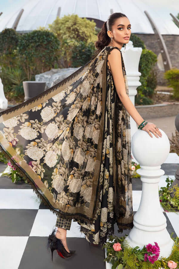 3 Piece Unstitched Digital Printed Pure Lawn Suit with Fine Printed Silk Dupatta