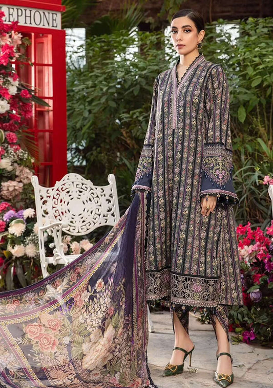 3 Piece Unstitched Heavy Embroidered Pure Lawn Suit with Fine Printed Monaar Zari Dupatta