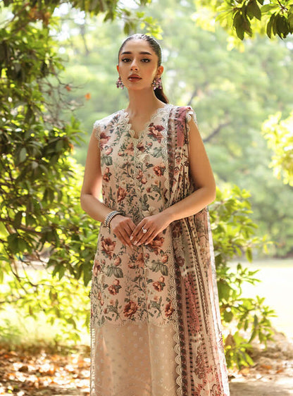 3 Piece Unstitched Embroidered Pure Lawn Suit with Fine Printed Lawn Dupatta