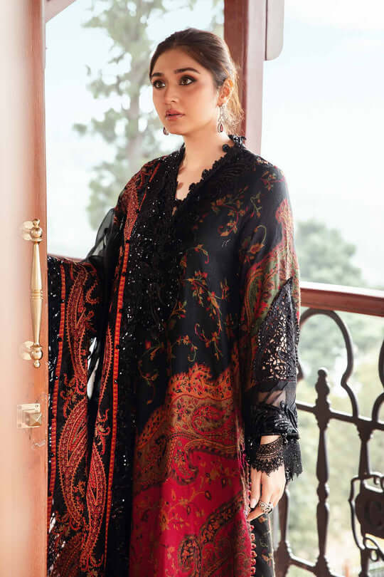 3 Piece Unstitched Embroidered Lawn Suit with Fine Printed Lawn Dupatta