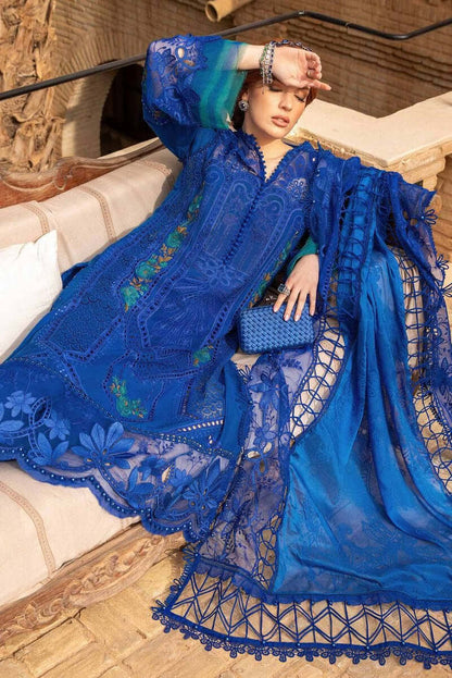 3 Piece Unstitched Heavy Embroidered Chickan Kari Pure Lawn Suit with Four Sided Embroidered Organza Dupatta