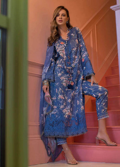 3 Piece Unstitched Embroidered Pure Lawn Suit with Fine Printed Silk Dupatta