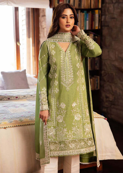 3 Piece Unstitched Heavy Embroidered Pure Lawn Suit with Heavy Embroidered Lawn Dupatta