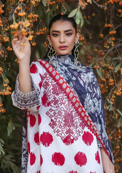 3 Piece Unstitched Embroidered Pure Lawn Suit with Fine Printed Lawn Dupatta