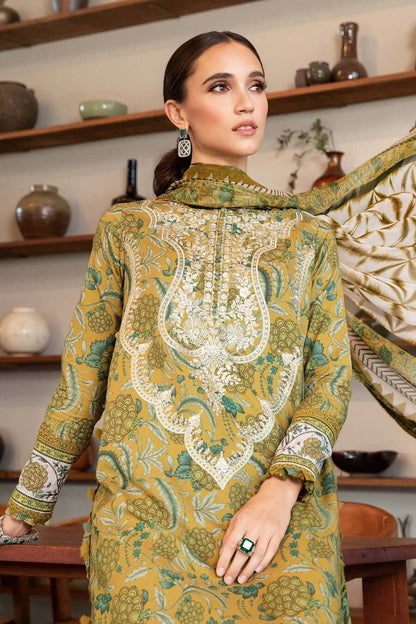 3 Piece Unstitched Embroidered Lawn Suit with Printed Lawn Dupatta