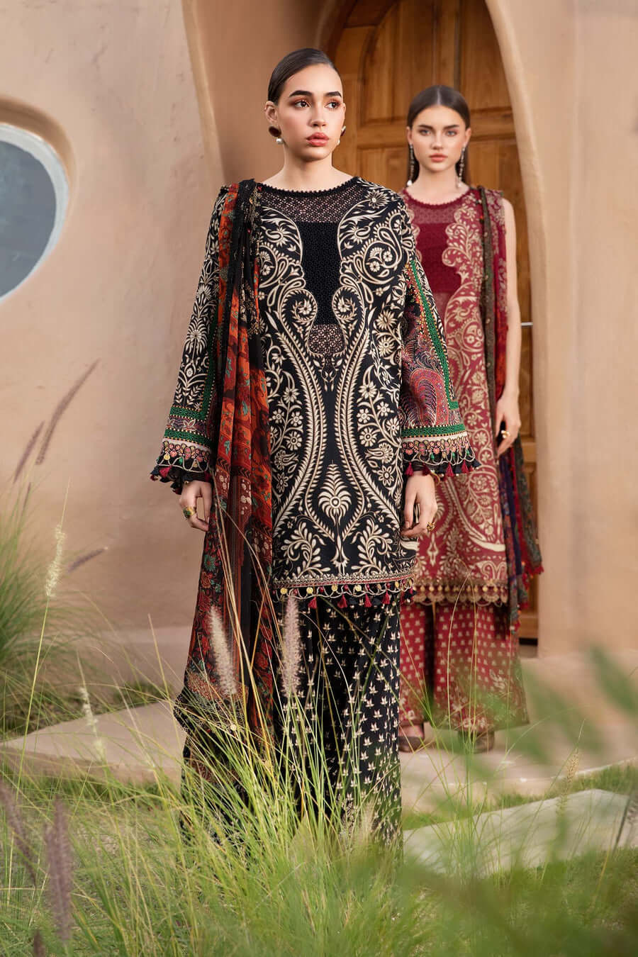 3 Piece Unstitched Embroidered Lawn Suit with Printed Lawn Dupatta